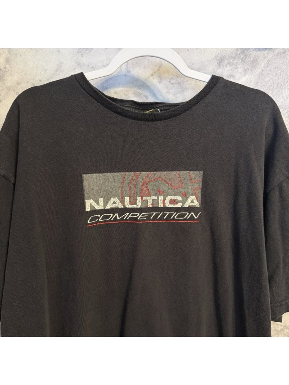 Vintage Nautica Competition T Shirt Mens 2XL XXL Black Short Sleeve Y2K